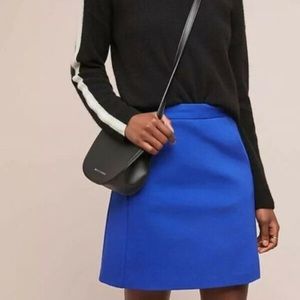 Anthropologie Blue Ponte Mini Skirt